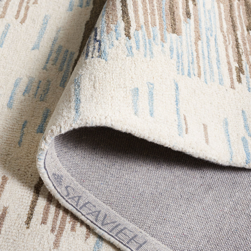 Tapis bleu / brun en laine et coton touffeté à la main Aninda, Rectangle 4 pi x 6 pi