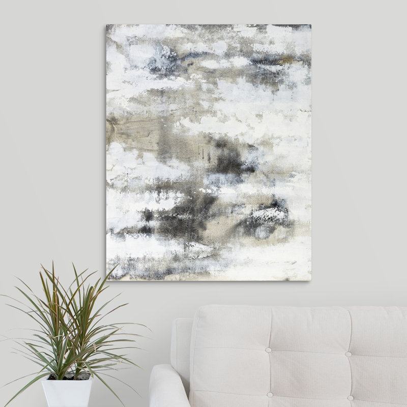 «Graphite and White», peinture sur toile, Toile tendue, H 30 po x l 24 po x P 1,25 po