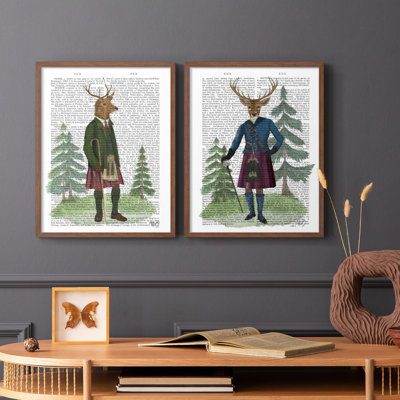 Scottish Deer Alistair McStag, complet, reproduction de livre - reproduction encadrée de qualité supérieure - prête à être accrochée - pas de clous requis - pas de clous requis