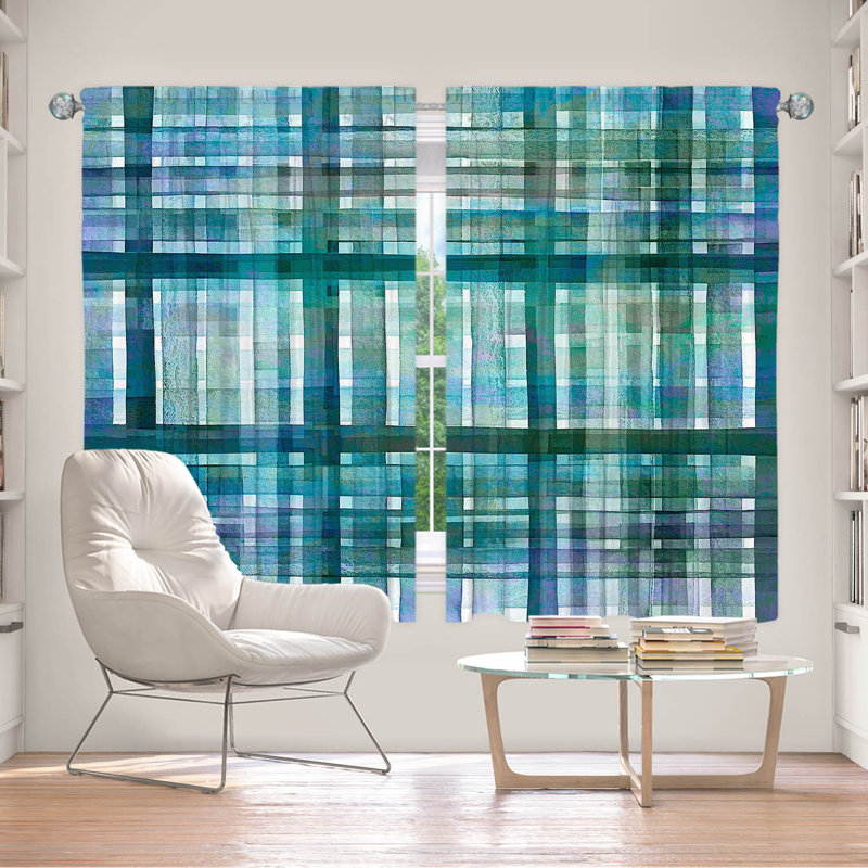 Room Darkening Curtain Pair, Blue/Green, 56" W x 78" L