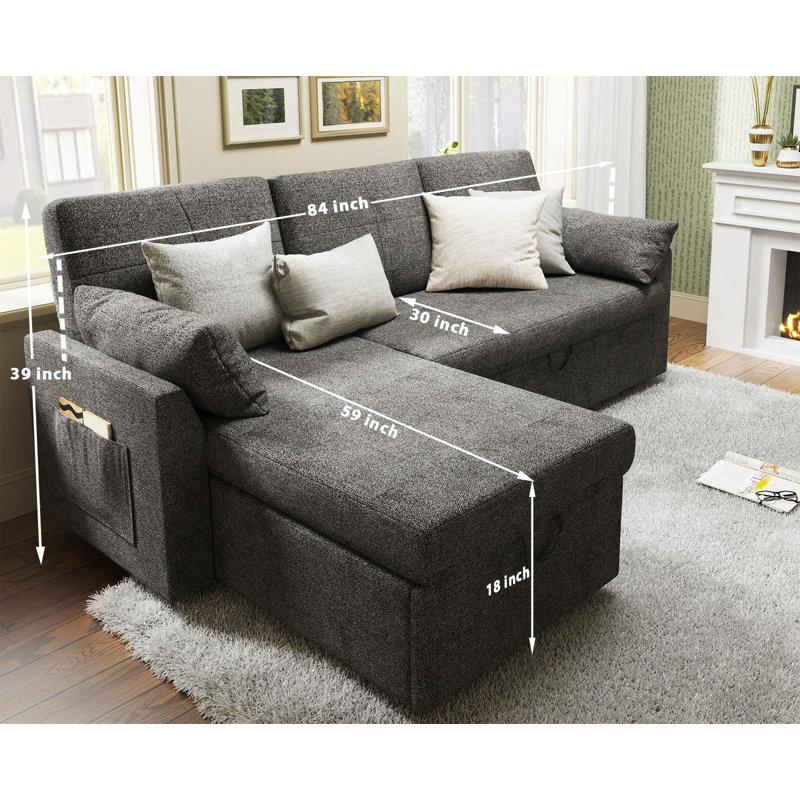 Baerl 84'' Upholstered Sleeper Sofa, Gray Chenille