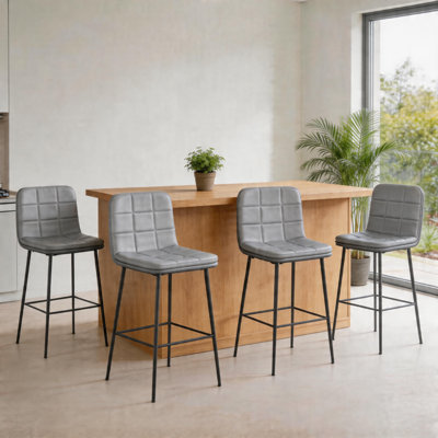  Upholstered Metal Counter Height Bar Stools(Set of 4)