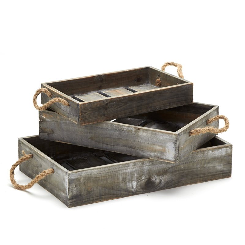 Ensemble de 3 caisses en bois massif