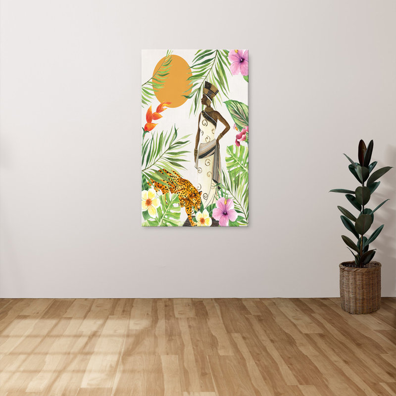 "Feline Tropics II" par Tava Studios, reproduction sur toile, H 48 po x l 28 po x P 1,5 po