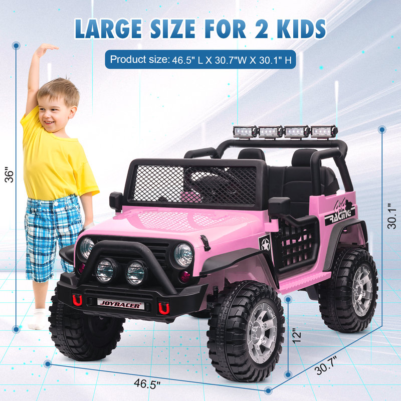 24V Kids Ride On UTV, véhicule tout-terrain électrique 2 places 4 roues motrices avec télécommande, 4 moteurs, Bluetooth, lumières DEL et suspension