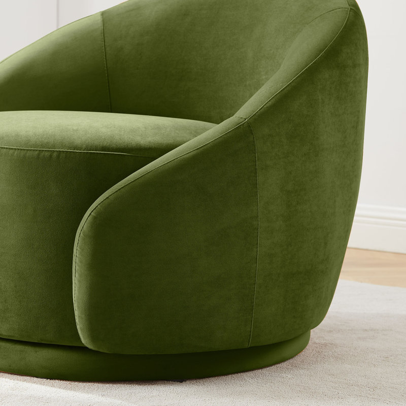 Fauteuil pivotant large de 34,2 po Frieson, Velours vert