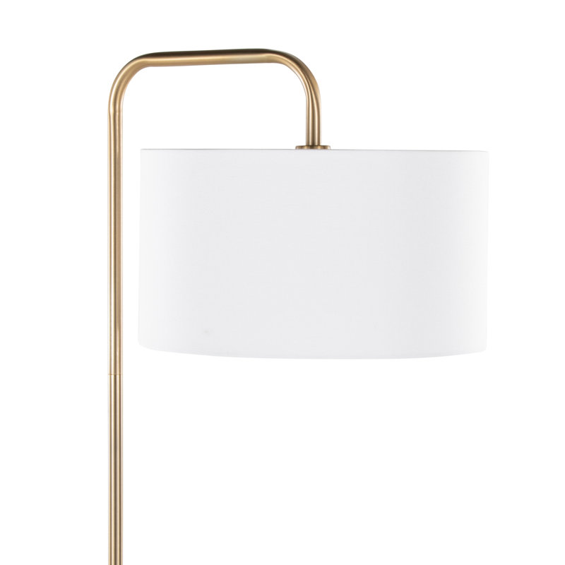 Lampe sur pied arquée 63,75 po Batesville, Or plaqué / lin blanc cassé