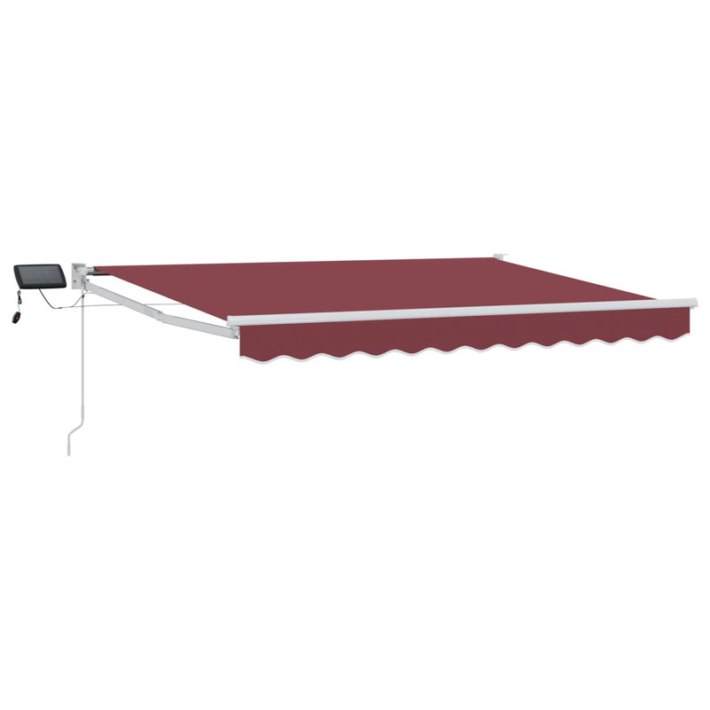 VidaXL Polyester Cover Retractable Patio Awning, Burgundy Red/White, 350cm W x 200cm D