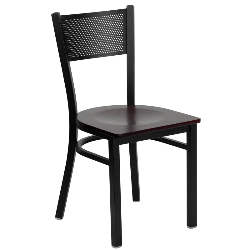 Victoria Grid Back Metal Restaurant Chair, Mahogany