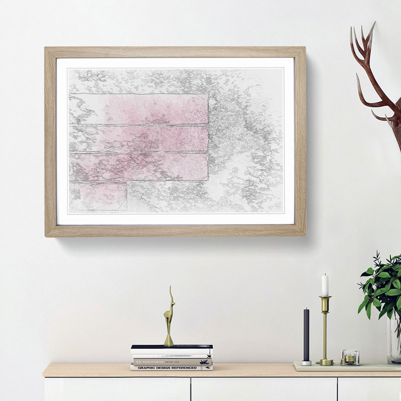 Stacked Bars in Abstract - Framed Print, 36cm H x 48cm W x 2cm D, Oak Framed