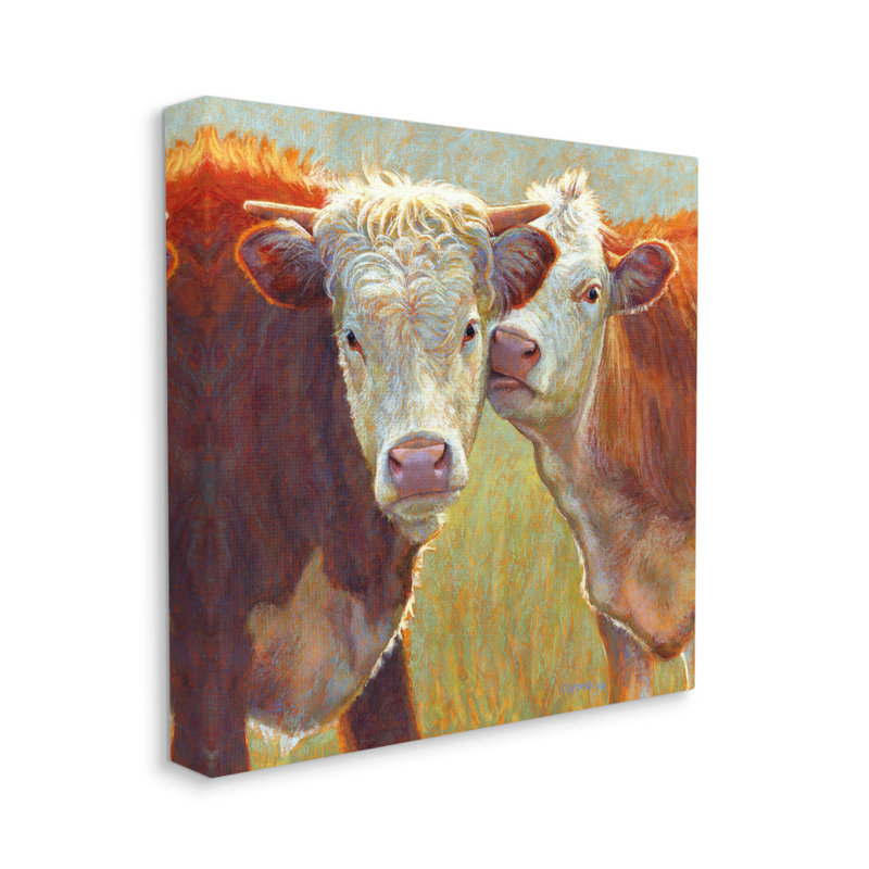 "Kissing Cows Farm Animals", art mural par Rita Kirkman, H 17 po x l 17 po x P 1,5 po