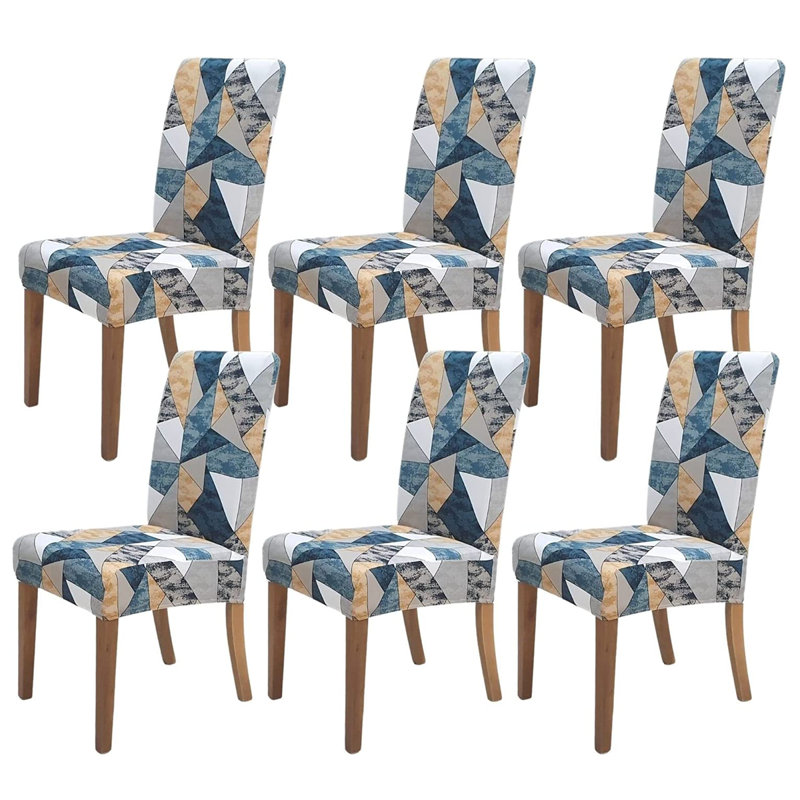 Housse pour chaise de salle à manger, Mélange de polyester bleu / gris / beige