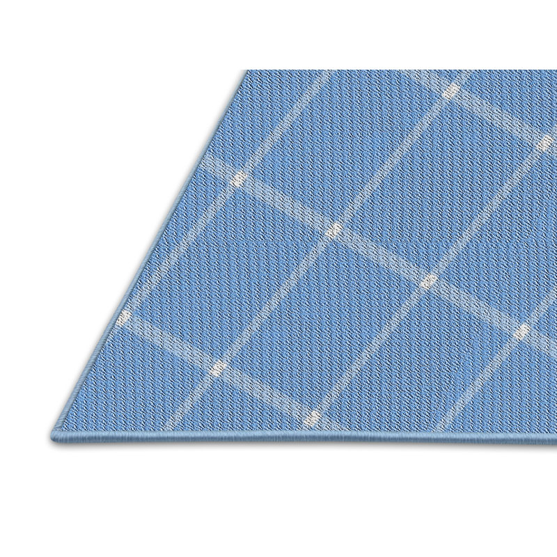 Tapis bleu tissé à la machine, Rectangle 5 pi x 8 pi