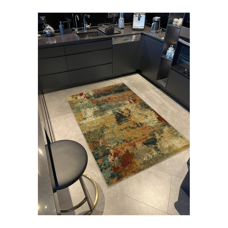 Pastel Painted Modern Patterned Decorative Machine Washable Rug, Runner 2'6" x 6'7" Rug Pad Included