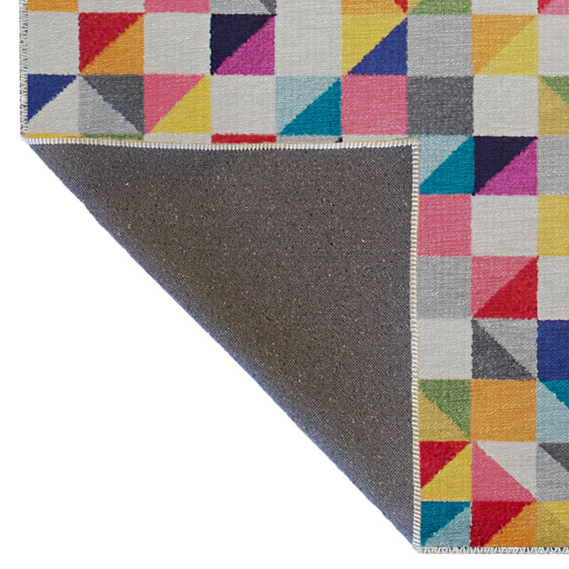 Light-Toned Multi-Colored Crystal Shape Gradient Patterned Creative Modern Decorative Rug, Runner 3'3" x 9'10"
