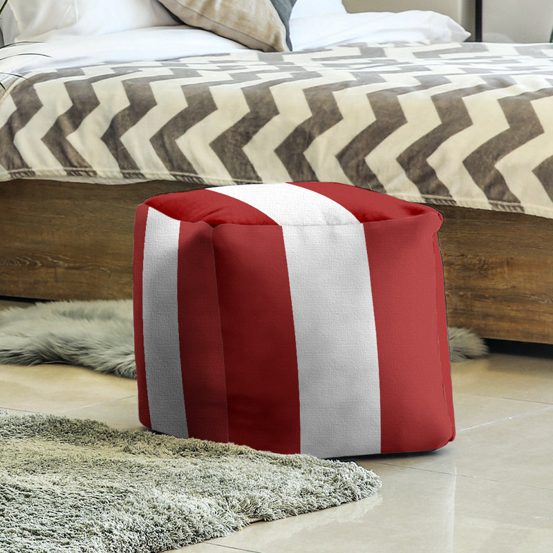 Repose-pieds cube la ours college stripes, Rouge / blanc / rouge