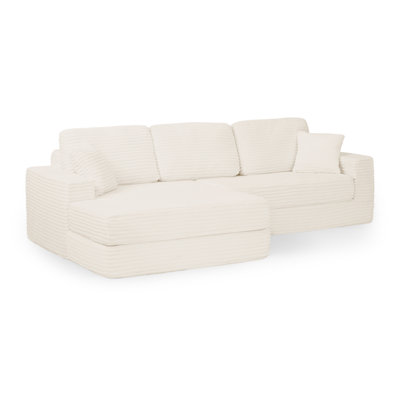 L Shape Modular Sectional Sofa, Comfy Compressed Couch with Space-Efficient Design, Unfolds into a Bed, Modern Minimalist Style - Beige