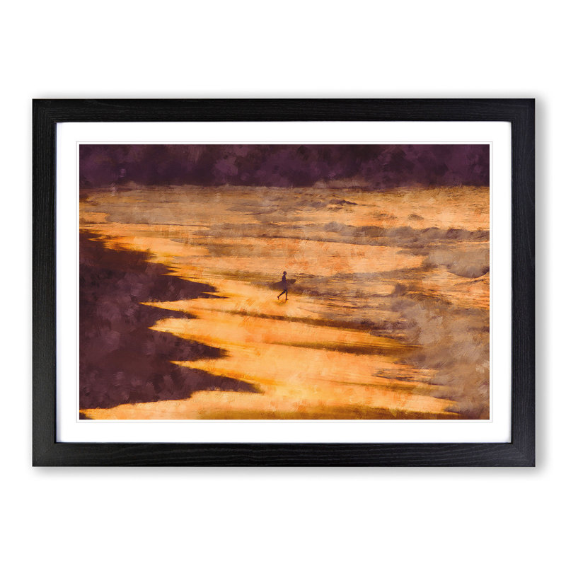 Heading into the Surf - Picture Frame Painting Print, 62cm H x 87cm W x 2cm D, Black Framed