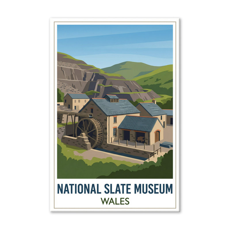 National Slate Museum, Wales - Romantic Travel Poster of Llanberis Slate Country. Giclee Print on Wrapped Canvas. Wall Art, Home Decor - Museums & Galleries, Wales 1 Piece Wrapped Canvas Wall Art