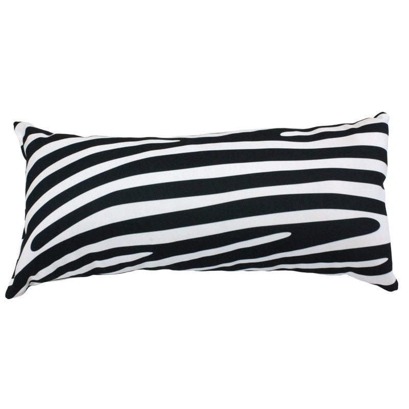  Polyester / Mélange de polyester Housse de coussin lombaire rectangulaire et insert, Blanc / noir