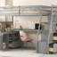 Lit mezzanine simple avec 7 tiroirs, 2 tablettes et un bureau (lit)-543664217
