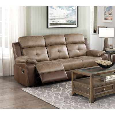 Modern SofaPlush Comt Motion Sofa  Microfiber Upholstered Solid Wood Frame  Furniture 1pc Dual Reclining Sofa Plush Arms