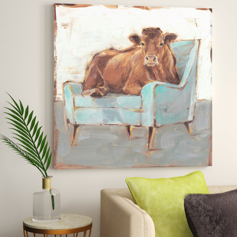 Moo-ving In IV by Ethan Harper - Single Picture Frame Print on Canvas, 66.04 cm H x 66.04 cm W x 1.91 cm D, No Frame