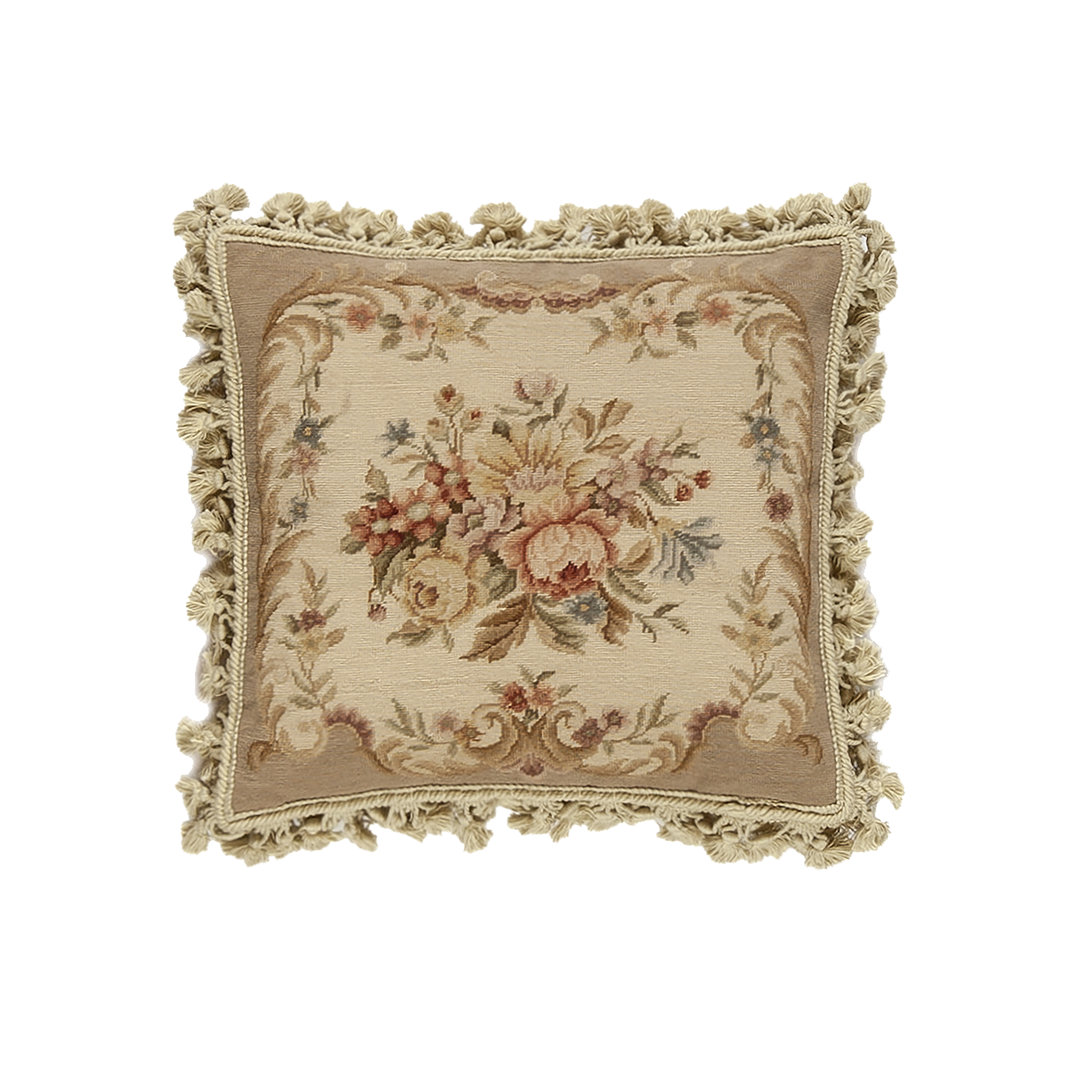 Needlepoint Square 100% Wool Pillow Cover & Insert Samad Rugs 