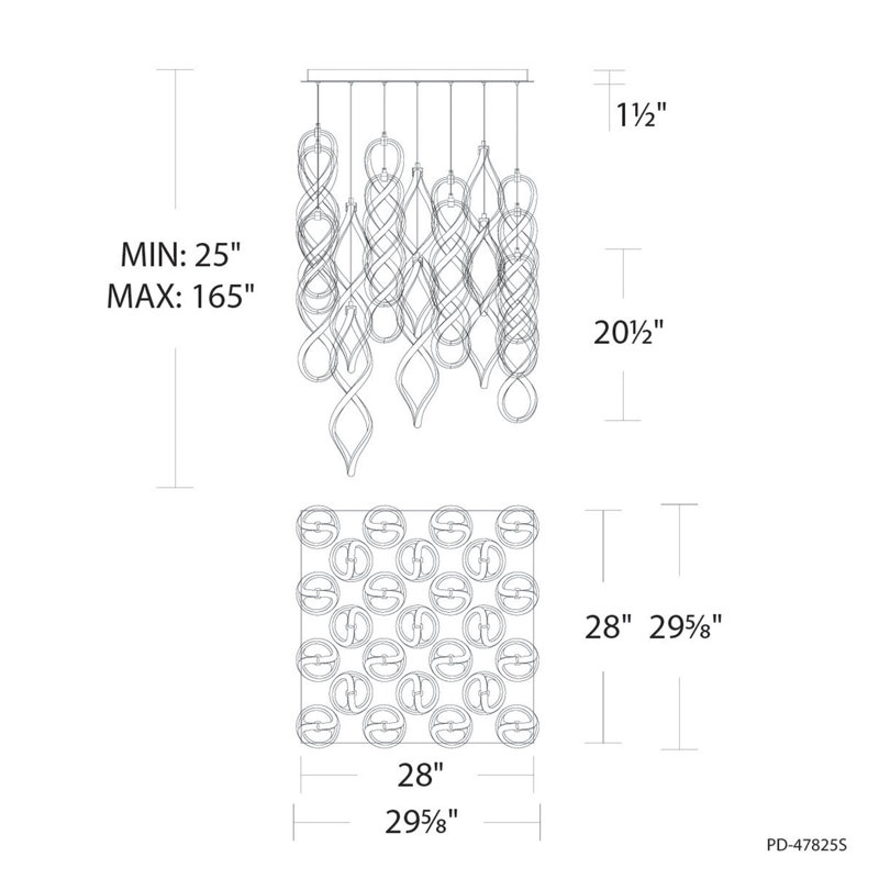 Luminaire suspendu 25 lumières Interlace, Noir