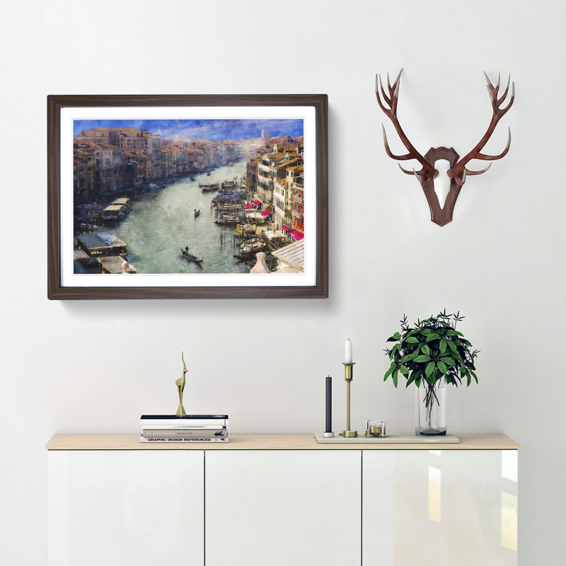 Grand Canal In Venice Italy Framed Print, 27cm H x 36cm W x 2cm D, Walnut Framed