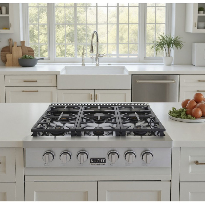 36" 6 Burner Cooktop, Classic Silver, Natural Gas