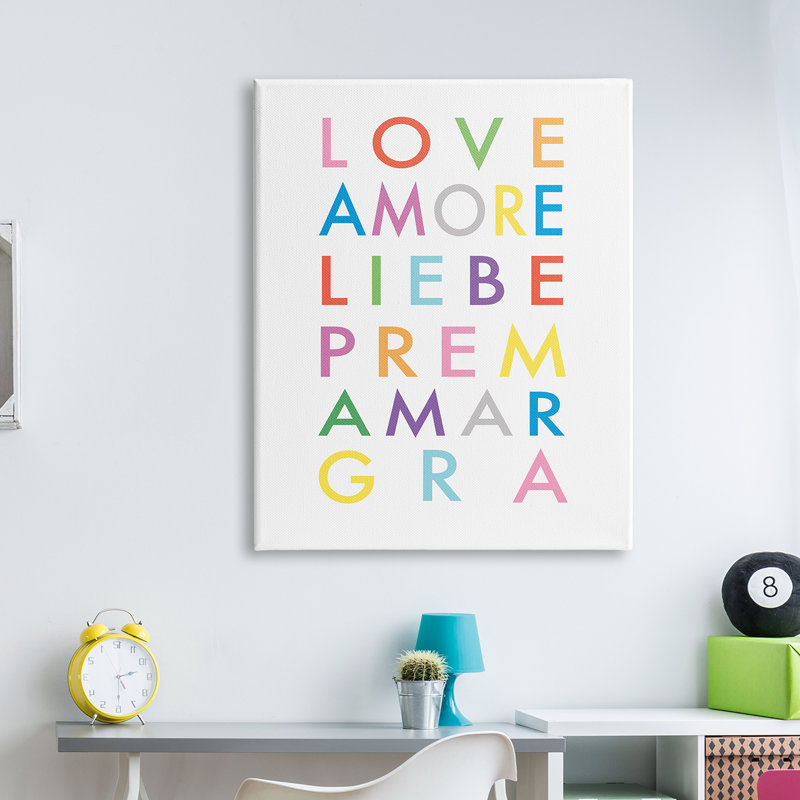 Love romantique, phrases - art textuel, Toile tendue, H 40 po x l 30 po