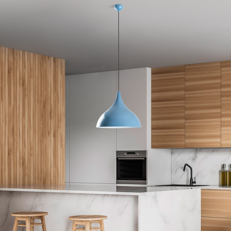 Lustre bleu clair élégant, hauteur réglable 16,1 po x 13,8 po | Corps en métal durable, douille E27 de 40 W maximum, câble de 90 cm | Parfait pour la salle à manger et les espaces de vie, design élégant et moderne