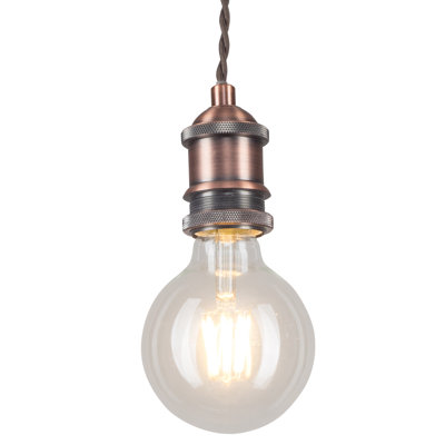 Evansville 1 - Light Bulb Vintage Style Fabric Twist Suspension Cable Pendant