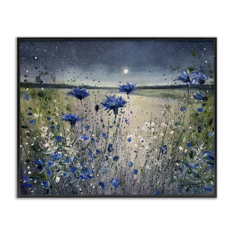 «Moon over Blooming Flowers», estampe numérique encadrée noire par Jennifer Taylor Art, H 16 po x l 20 po x P 1,5 po