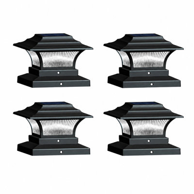 Bronze Low Voltage Solar Powered Integrated LED Fence Post Cap Light 4 In. X 4 In. with Base Adapter Included Kit