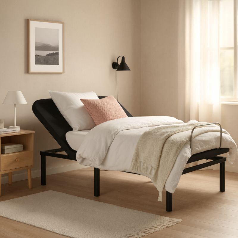 Electric Adjustable Bed Base with Wireless Remote — Ideal for Seniors, Pain-Relief Design, Head & Foot Incline for Back Pain