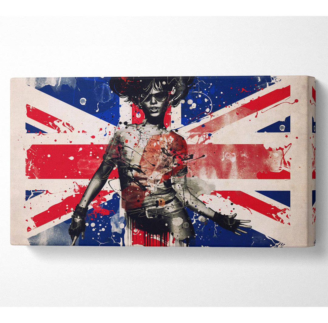 Union Jack Woman - Panoramakunstdrucke auf Leinwand - Wrapped Canvas