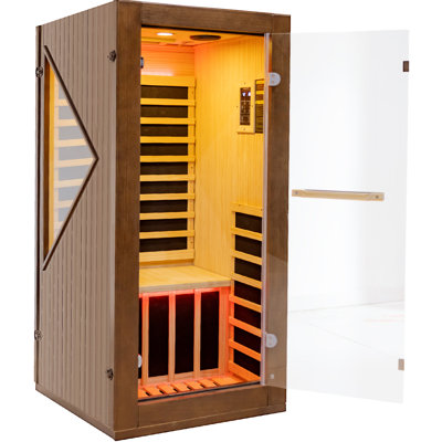 Sauna infrarouge lointain intérieur pour une personne en pin du Chili avec Bluetooth et éclairage d'ambiance