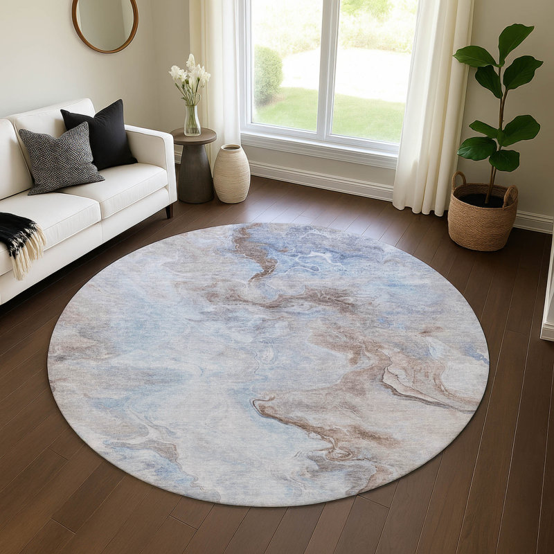 Premium Machine Washable Varasteh AMF1680 Abstract Rug, Round 8'