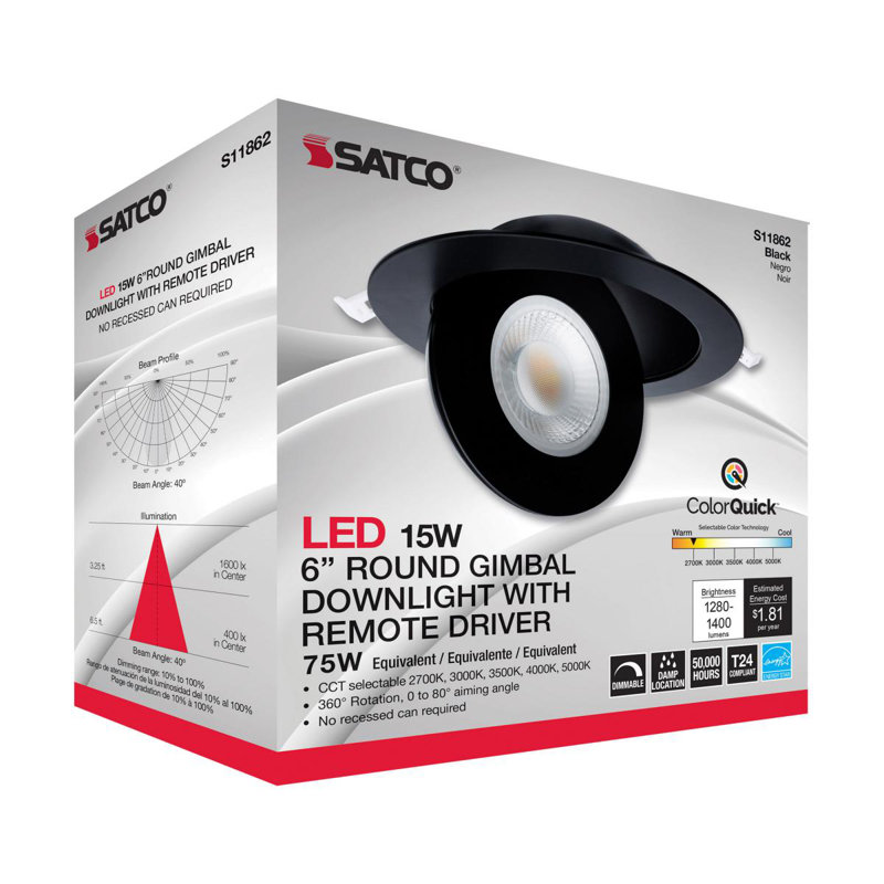 Ultra Slim Selectable CCT New Construction IC LED Canless Recessed Lighting Kit, Black