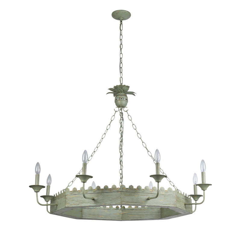 Lustre 8 lumières Finley en sauge rétro