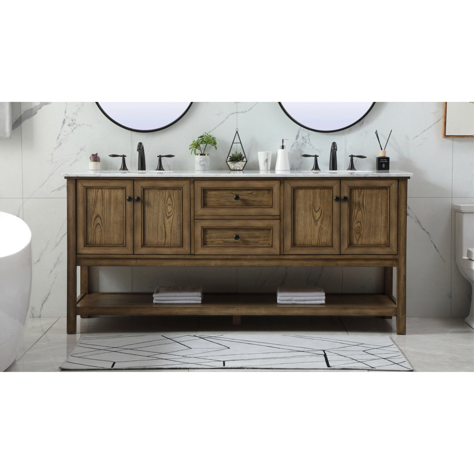 Bonsai 72'' Double Bathroom Vanity, Driftwood