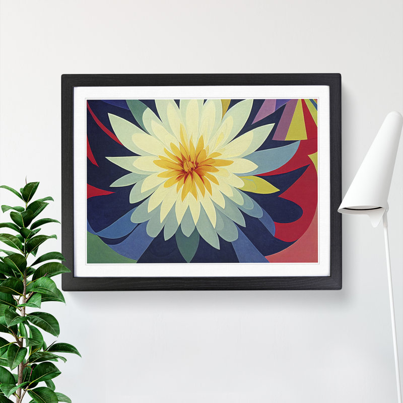 Abstract Chrysanthemum Flower - Framed Print, Black, 46cm H x 64cm W x 2cm D