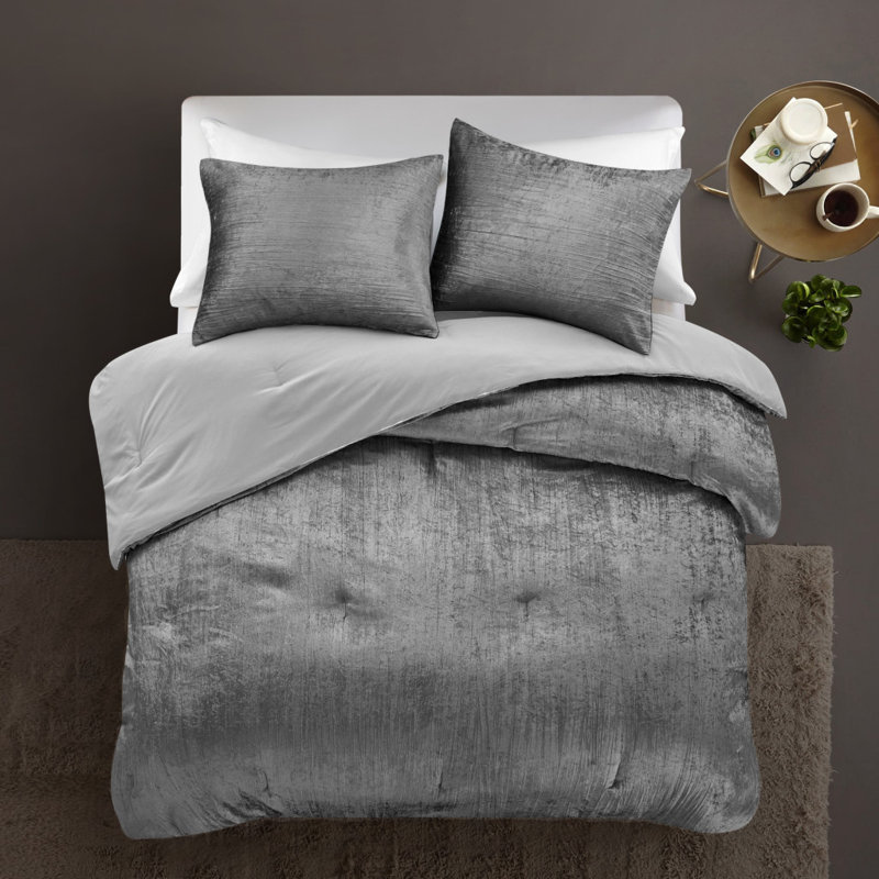 Ensemble d'édredon en duvet polyester 180 fils, Gris ardoise foncé