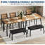 Ensemble de table de salle à manger 43 po pour 4 personnes, table de cuisine en bois avec banc rembourré et 2 chaises coussinées, ensemble de coin-repas industriel pour studio, cuisine, salle à manger, appartement, rétro-1909452664