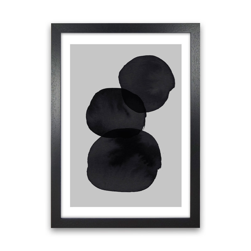 Grey And Black Stacked Circles by Pixy Paper - Print, 42cm H x 29.7cm W x 3cm D, Black Framed