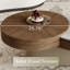 Table basse à plateau relevable moderne 51,97 po, avec rangement, plateau en pierre blanche brillante, texture en bois massif