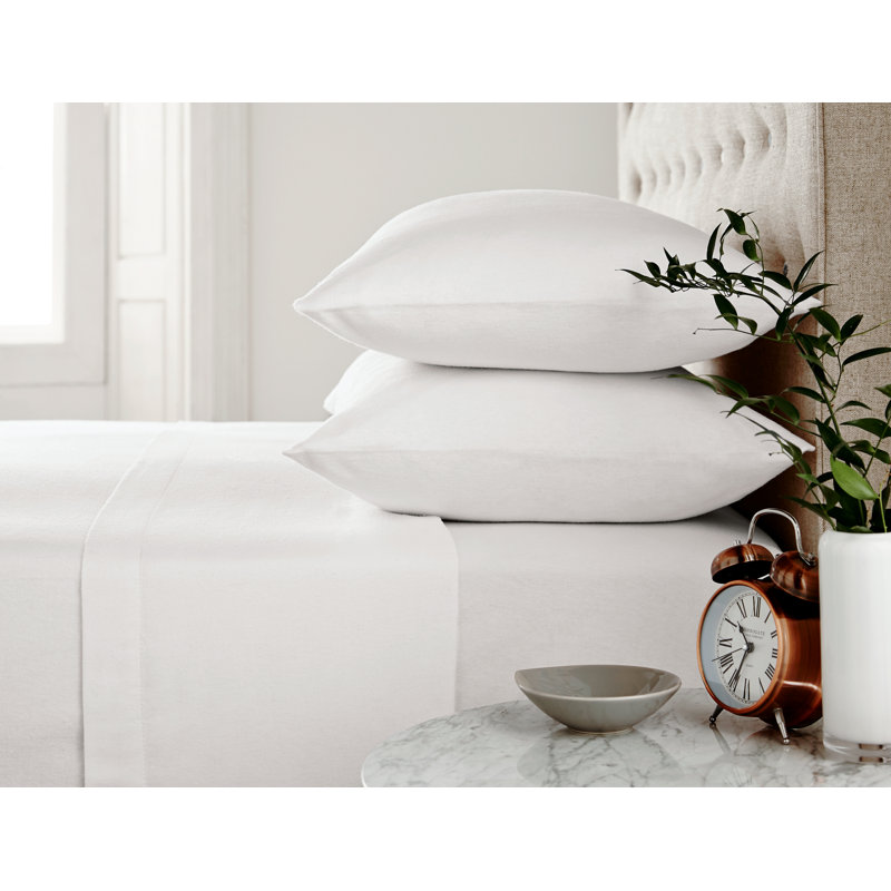 100% Brushed Cotton Fitted Sheet, White, Double (4'6)