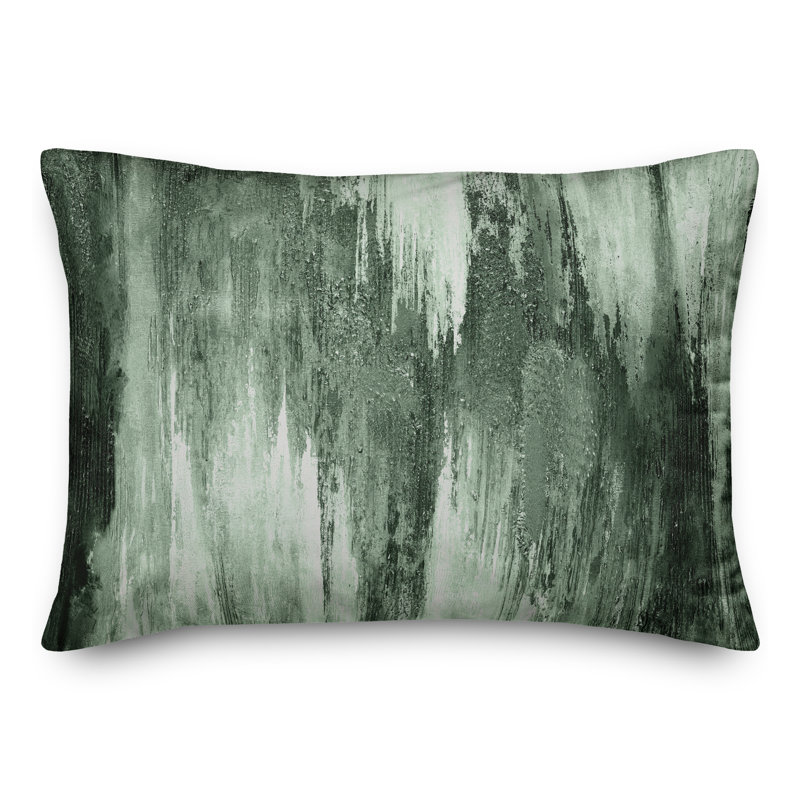 Painted Abstract Outdoor Rectangular Pillow Cover & Insert, Green